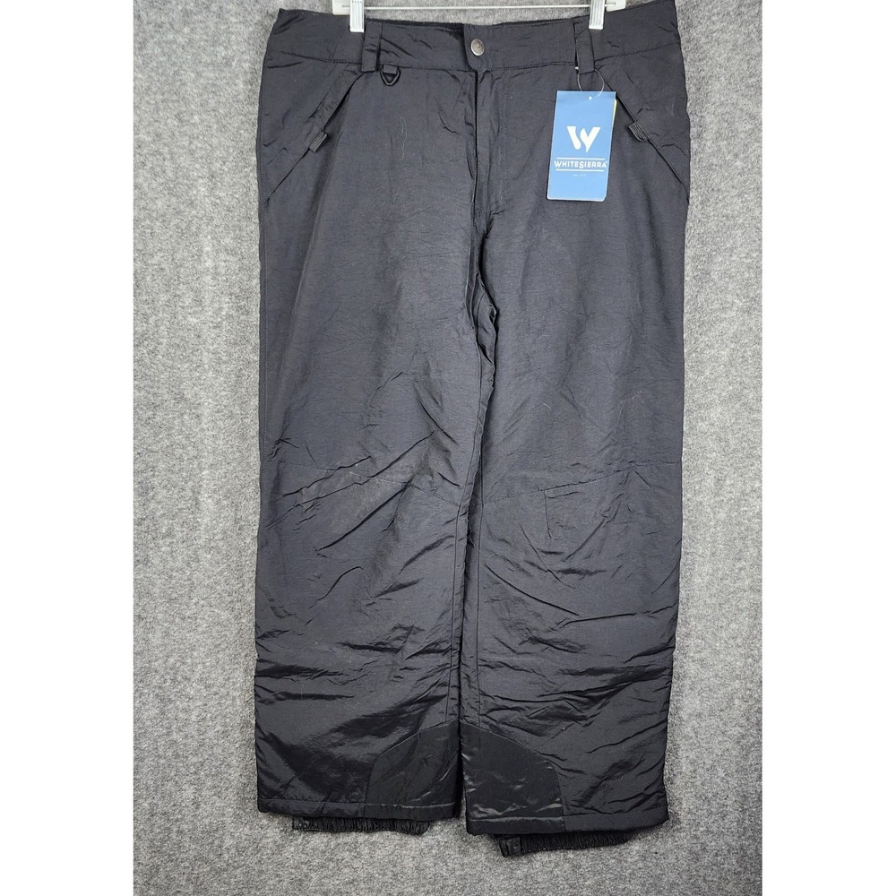 White Sierra Insulated Snow Pants Mens Large Black Short Inseam NWT